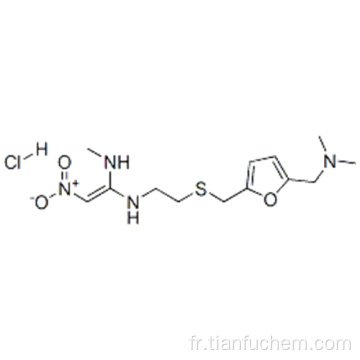 1,1-éthènediamine, N &#39;- [2 - [[5 - [(diméthylamino) méthyl] -2-furanyl] méthyl] thio] éthyl] -N-méthyl-2-nitro-, chlorhydrate CAS 66357-59- 3